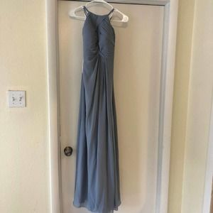 NWT Azazie Ginger Allure Dusty Blue Brides Maid Dress Sz2 W/ Custom Alterations